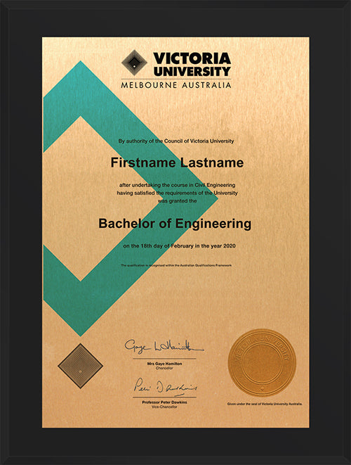 Victoria University Plaque Black Atlas