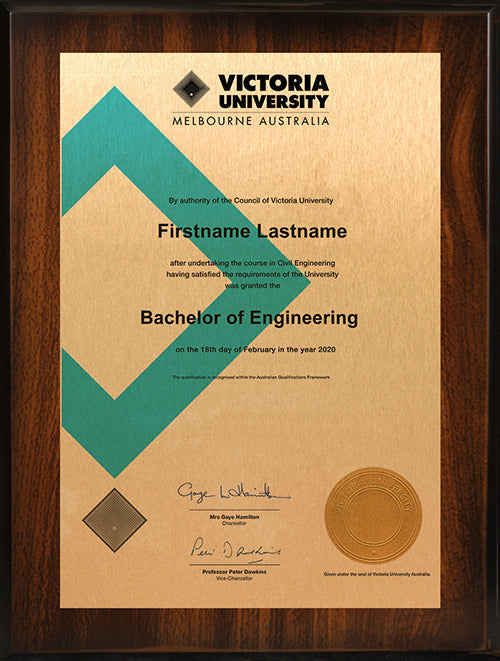 Victoria University Plaque Jarrah