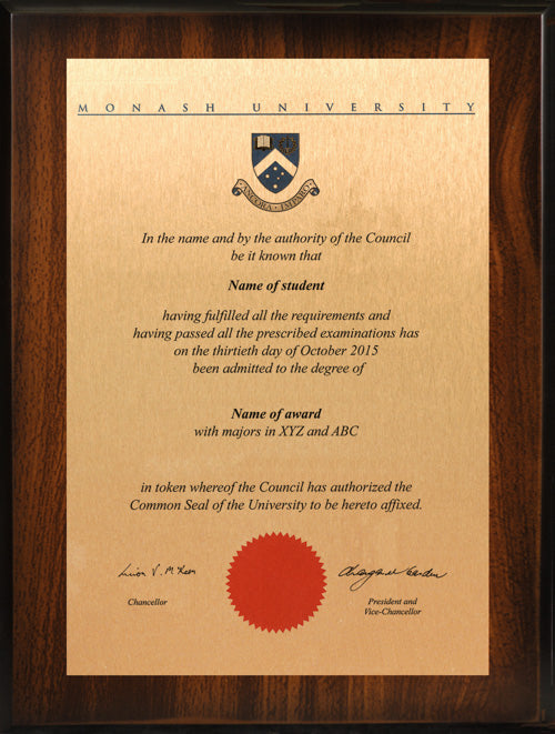 Monash Plaque Jarrah