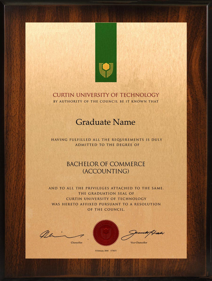 Curtin University Plaque Jarrah