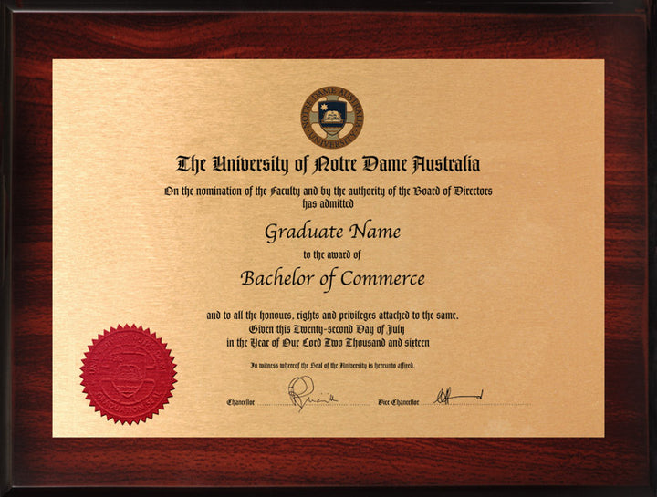 Notre Dame University Plaque Rosewood