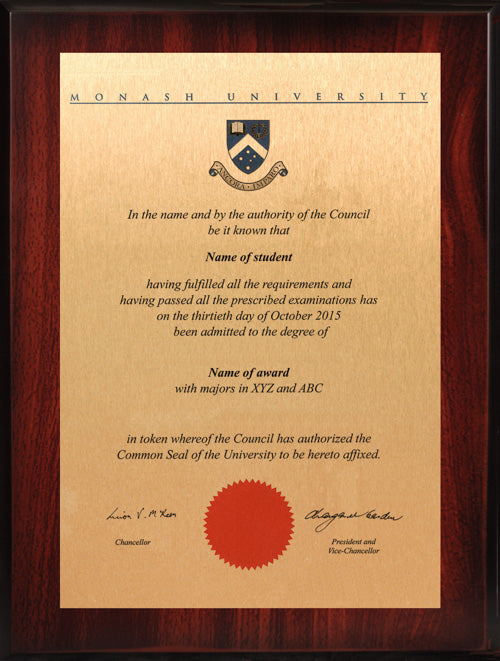 Monash Plaque Rosewood