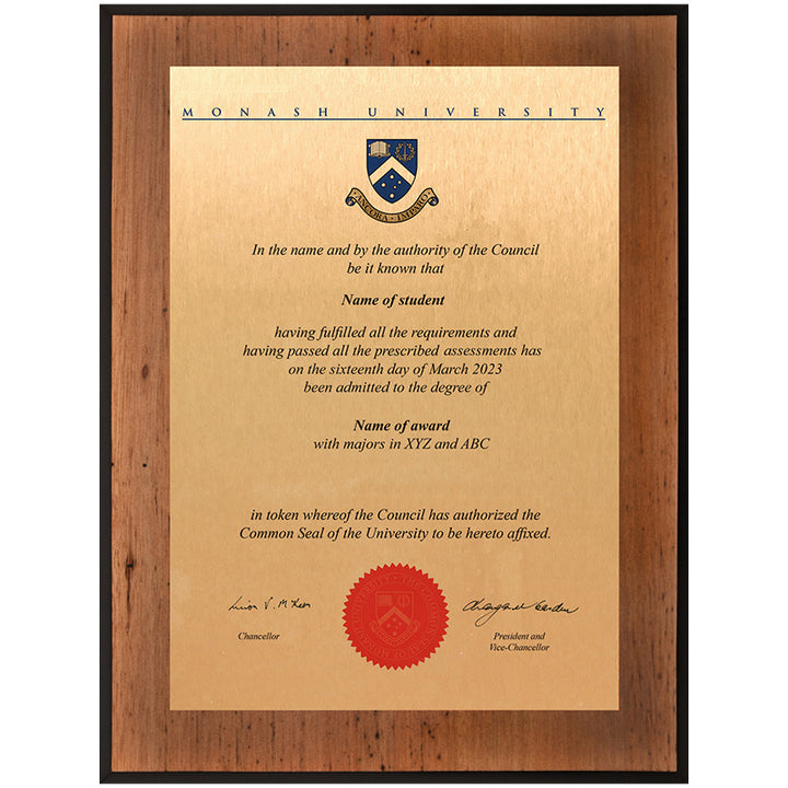 Monash Plaque Vintage Blackbutt