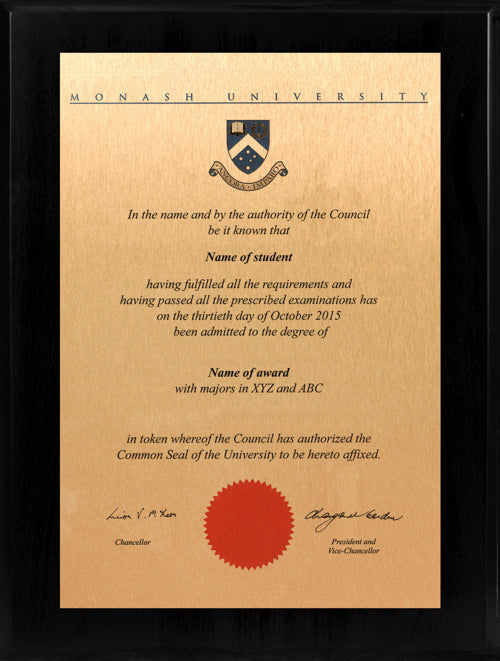 Monash Plaque Black Lacquer