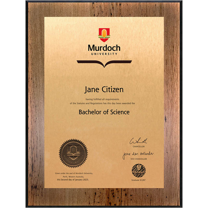 Murdoch University Plaque Vintage Blackbutt
