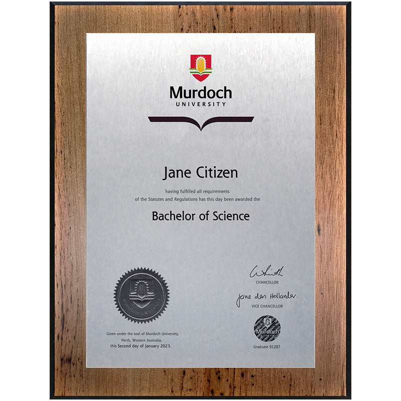 Murdoch University Plaque Vintage Blackbutt