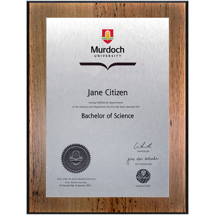 Murdoch University Plaque Vintage Blackbutt