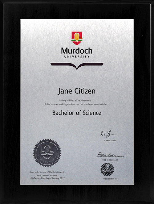 Murdoch University Plaque Black Wooden