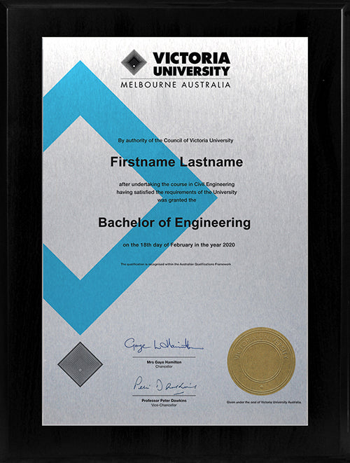 Victoria University Plaque Black Wooden