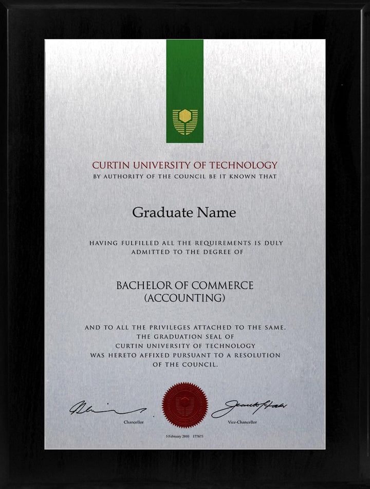 Curtin University Plaque Black Atlas