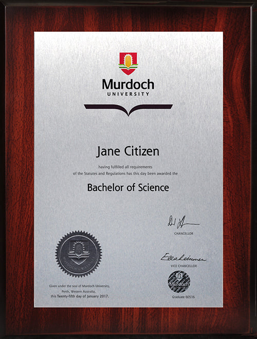 Murdoch University Plaque Rosewood