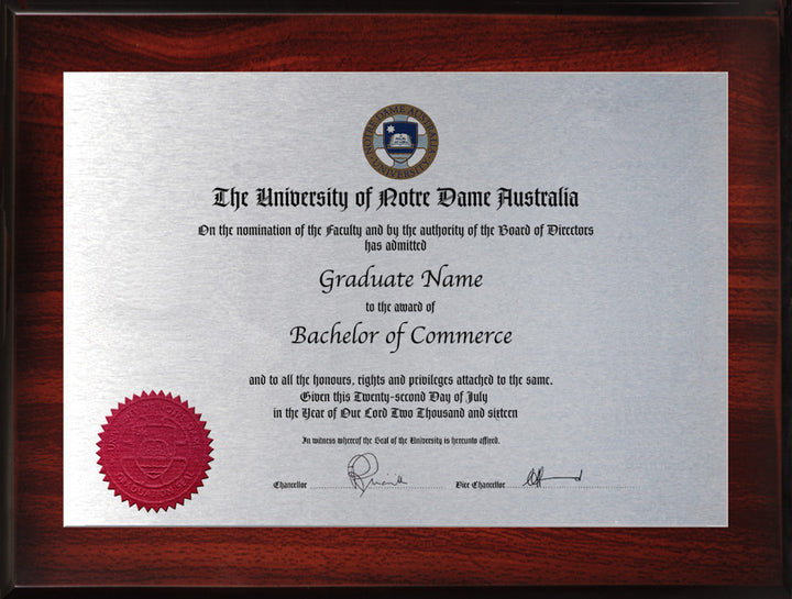 Notre Dame University Plaque Rosewood