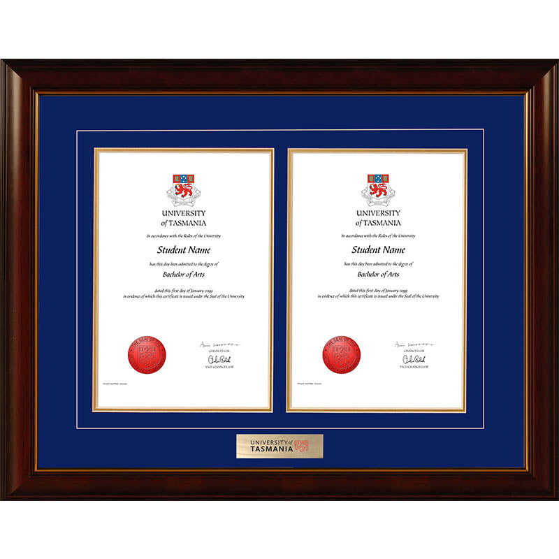 University Of Tasmania Frame Mahogany Double Degree