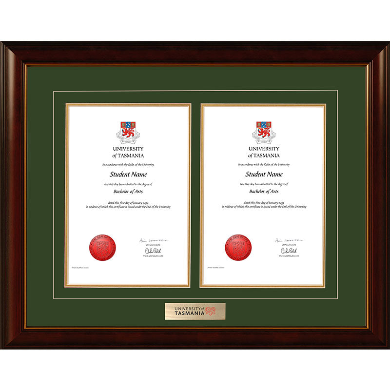 University Of Tasmania Frame Mahogany Double Degree