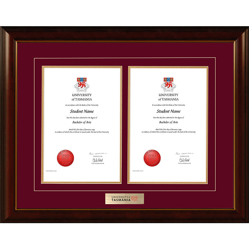 University Of Tasmania Frame Mahogany Double Degree