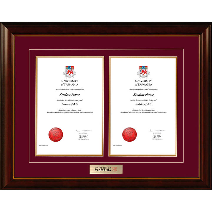 University Of Tasmania Frame Mahogany Double Degree