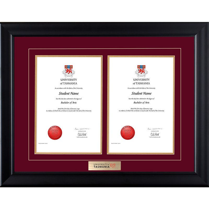 University of Tasmania Frame Black Double Degree
