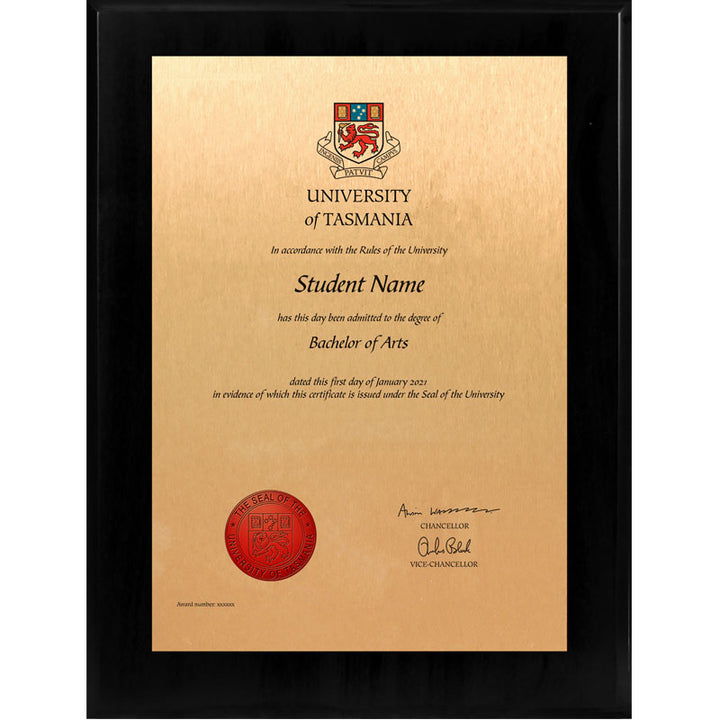 University Of Tasmania Plaque Black Atlas