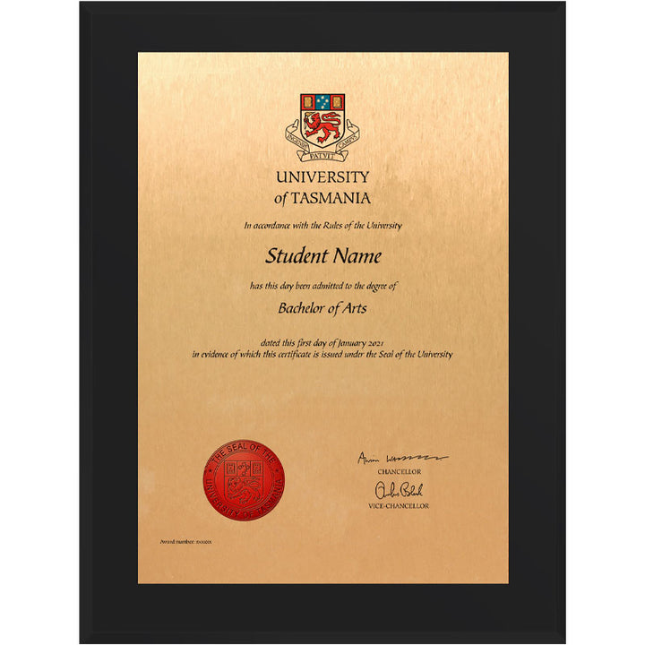 University Of Tasmania Plaque Black Acrylic