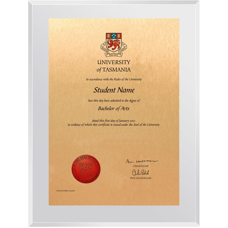 University Of Tasmania Plaque Clear Acrylic