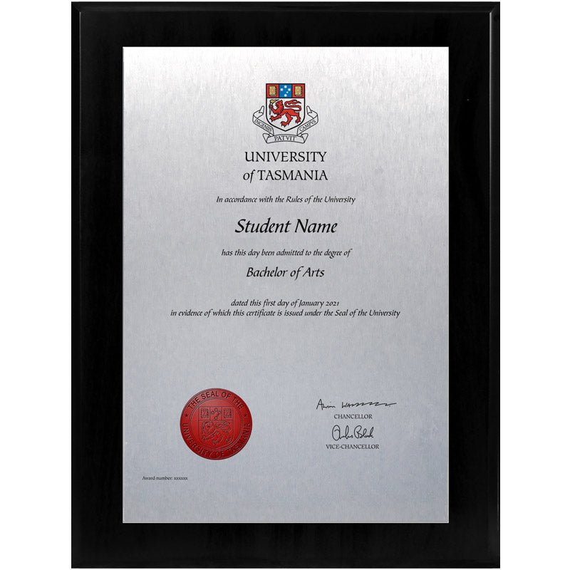 University Of Tasmania Plaque Black Atlas