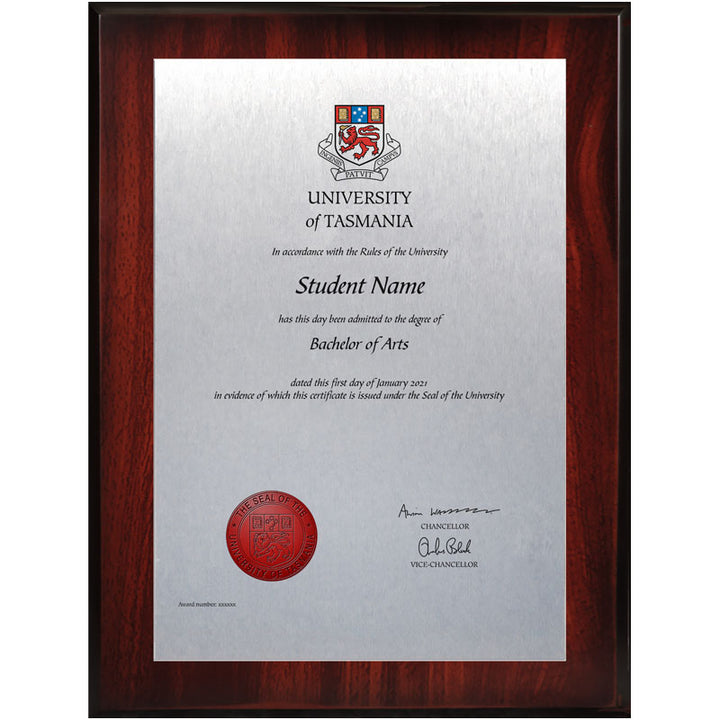 University Of Tasmania Plaque Rosewood