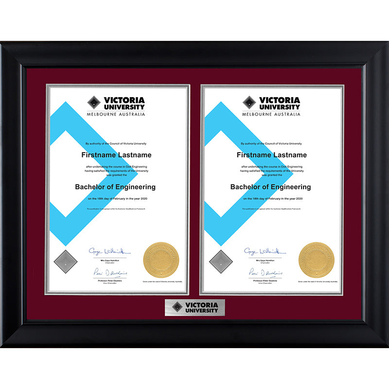 Victoria University Frame Black Double Degree