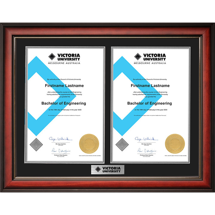 Victoria University Frame Mahogany Double Degree