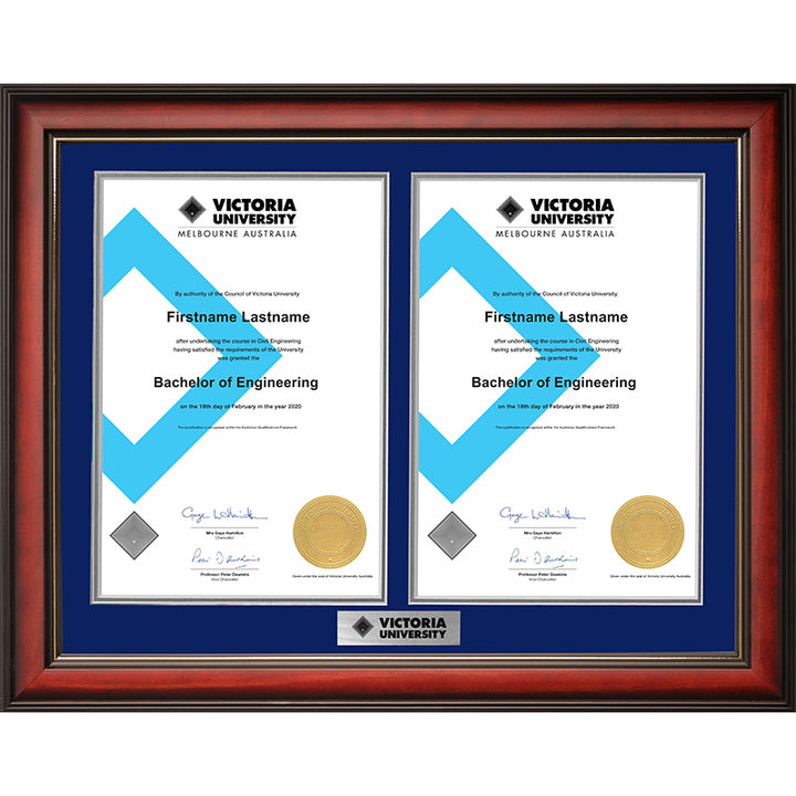 Victoria University Frame Mahogany Double Degree