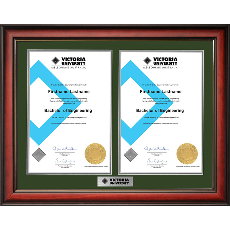 Victoria University Frame Mahogany Double Degree