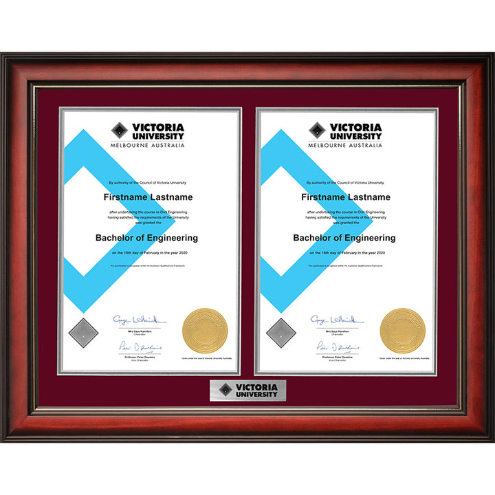 Victoria University Frame Mahogany Double Degree