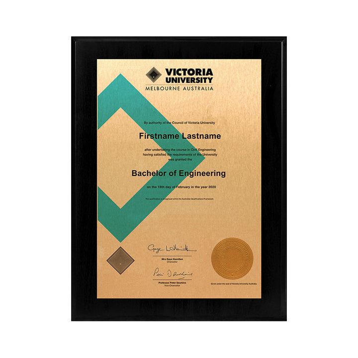 Victoria University Plaque Black Mini