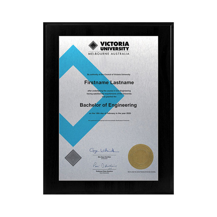 Victoria University Plaque Black Mini