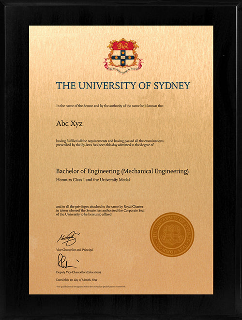 University of Sydney Plaque Black Wooden